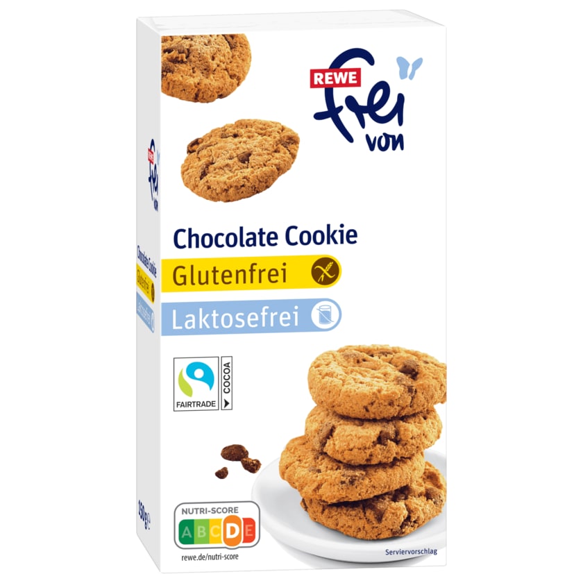 REWE frei von Chocolate Cookies laktosefrei glutenfrei 145g
